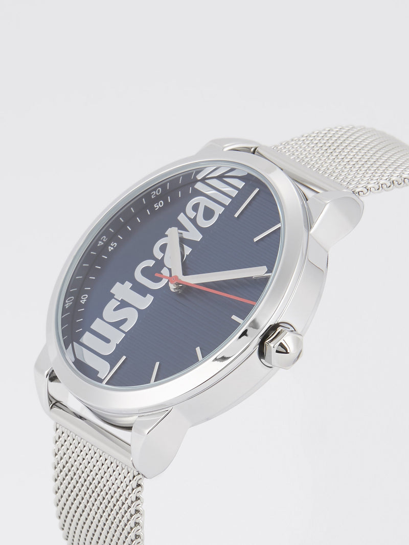 Forte Silver Milanese Strap Logo Watch