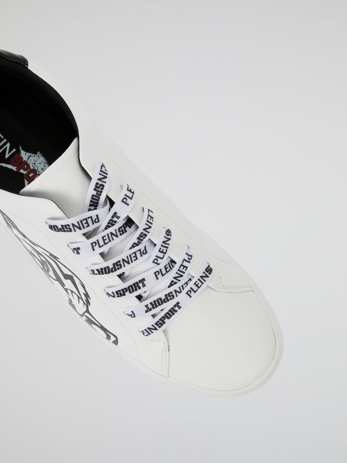 White Tiger Head Print Low Top Sneakers